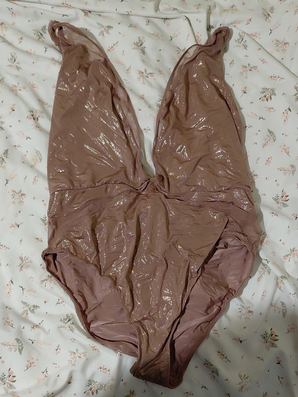 Victoria's Secret Shiny Mauve Plunge Bodysuit